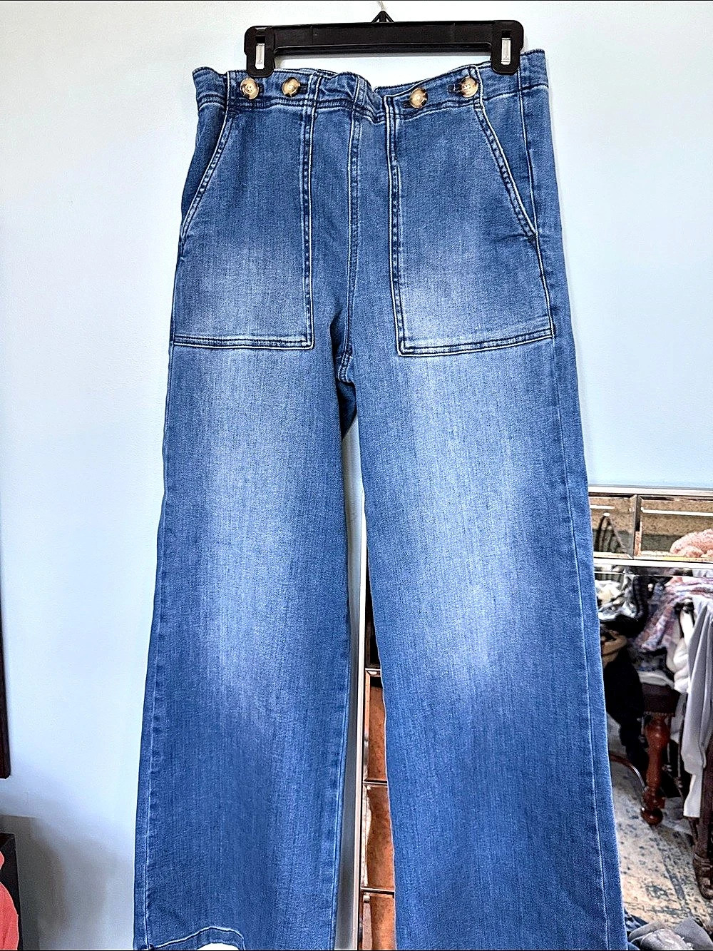 Pilcro Ultra High-Rise Wide-Leg Jeans in Blue